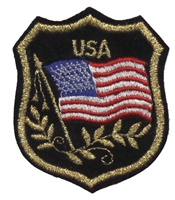 USA mylar flag shield souvenir embroidered patch