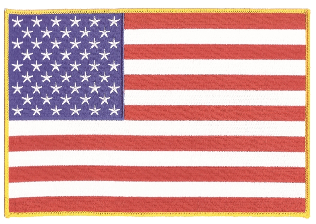 US flag 100% embroidered souvenir or uniform patch for back with a gold border