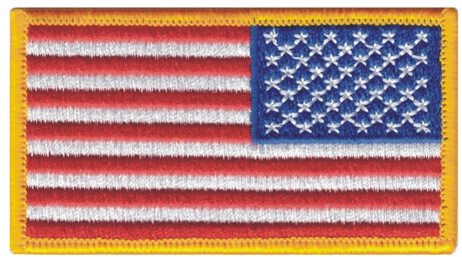 USA flag embroidered patch for souvenir or uniform, reverse direction