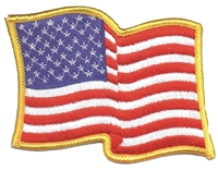 US wavy flag gold border uniform or souvenir embroidered patch