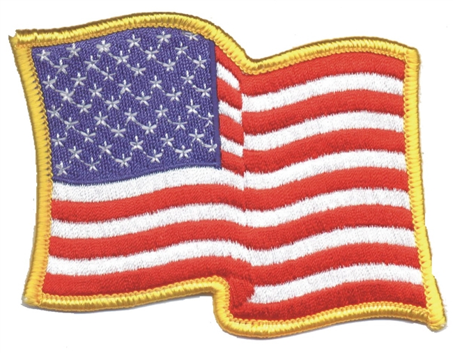 US wavy flag gold border uniform or souvenir embroidered patch