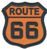 ROUTE 66 shield embroidered black on orange patch.