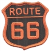 ROUTE 66 shield embroidered orange on black patch.