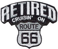 RETIRED CRUISIN' ON ROUTE 66 souvenir embroidered patch