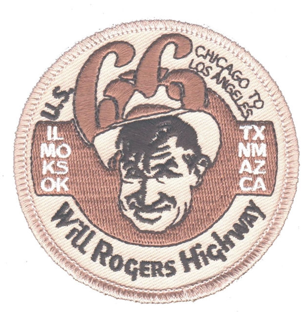 U.S. 66 Will Rogers Highway souvenir embroidered patch, ROUTE 66