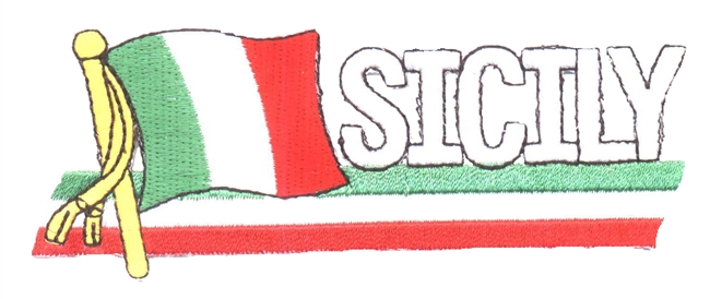 SICILY wavy flag ribbon souvenir embroidered patch