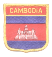 CAMBODIA medium flag shield souvenir embroidered patch
