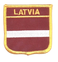 LATVIA medium flag shield souvenir embroidered patch