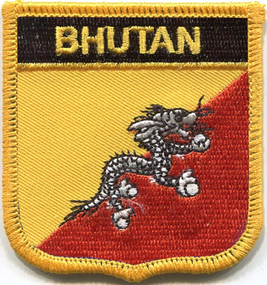 BHUTAN medium flag shield souvenir embroidered patch