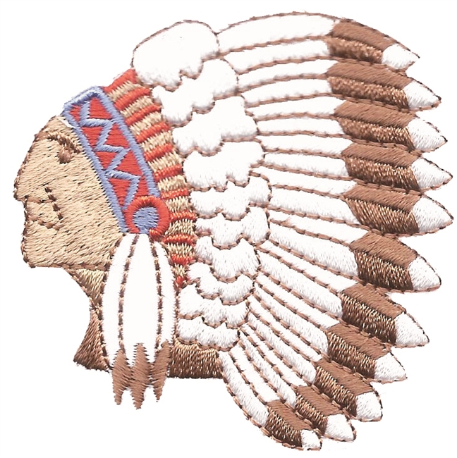 Native American Indian head embroidered patch