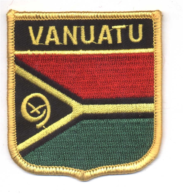 VANUATU medium flag shield souvenir embroidered patch