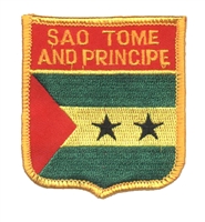 - SAO TOME AND PRINCIPE medium flag shield souvenir embroidered patch