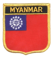 MYANMAR medium flag shield souvenir embroidered patch, Burma