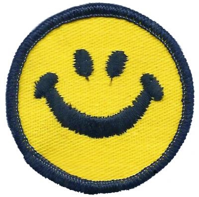 smile face, 2" - novelty embroidered patch