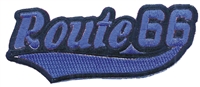 Route 66 script, Royal Blue on Black souvenir embroidered patch