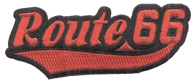 Route 66 script, Red on Black souvenir embroidered patch