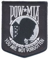 POW MIA YOU ARE NOT FORGOTTEN - white on black embroidered patch