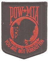 POW-MIA red on black embroidered patch