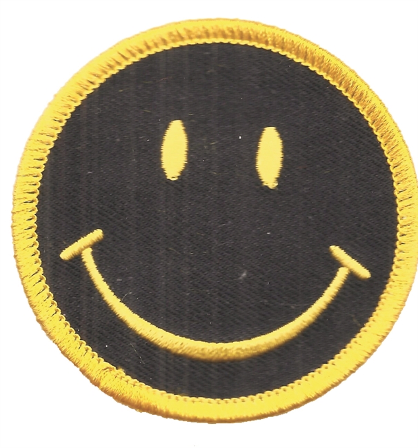 smile black face fun embroidered patch: 2.5".