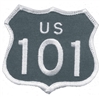 US 101 - 2.5" tall souvenir embroidered patch - White on Black.