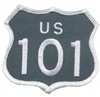 US 101 - 2" tall souvenir embroidered patch -White on Black.