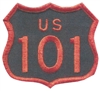 US 101 - 2.5" tall souvenir embroidered patch - Orange on Black.