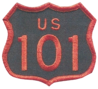 US 101 - 2.5" tall souvenir embroidered patch - Orange on Black.