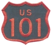 US 101 - 2" tall souvenir embroidered patch - Orange on Black.