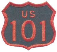 US 101 - 2" tall souvenir embroidered patch - Orange on Black.