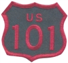 US 101 - 2.5" tall souvenir embroidered patch - Red on Black