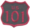 US 101 - 2" tall souvenir embroidered patch - Red on Black