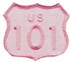 US 101 - 2.5" tall souvenir embroidered patch - Pink on Pink.