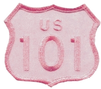 US 101 - 2.5" tall souvenir embroidered patch - Pink on Pink.