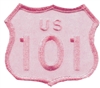 US 101 - 2" tall souvenir embroidered patch - Pink on Pink.