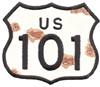 US 101 bullet holes & rust sign souvenir patch.