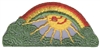 rainbow sun embroidered sew on patch.