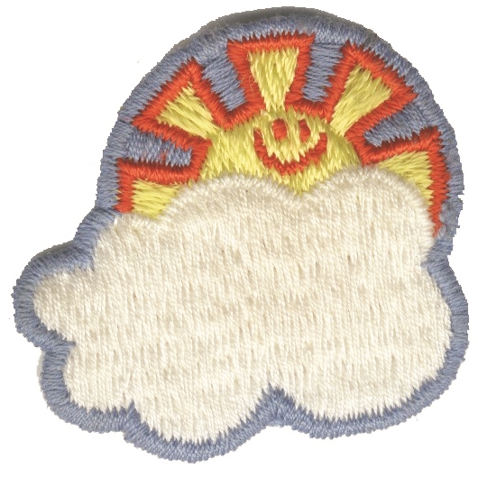 sun over cloud embroidered sew on applique patch.