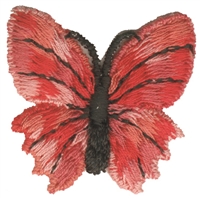 Red butterfly aetz embroidered sew on patch.