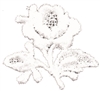 aetz embroidered all white rose & stem sew on patch.