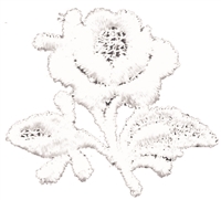 aetz embroidered all white rose & stem sew on patch.
