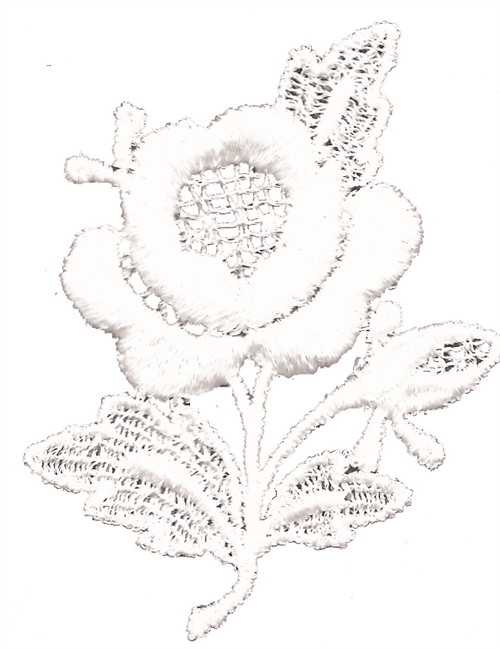 all white aetz embroidered applique patch rose