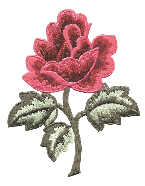 rose & leaves embroidered patch