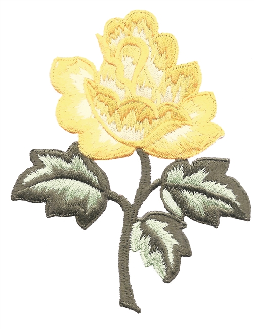 rose & leaves embroidered patch