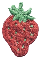 strawberry embroidered patch - 1.375" x .875"