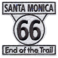 SANTA MONICA End of the Trail 66 sign souvenir embroidered patch, ROUTE 66