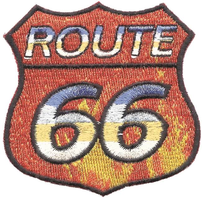 ROUTE 66 fire shield souvenir embroidered patch