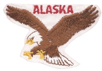 ALASKA eagle on white souvenir embroidered patch, AK