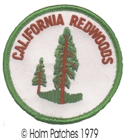 CALIFORNIA REDWOODS, green border souvenir embroidered patch