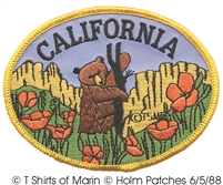 CALIFORNIA bear & poppy embroidered patch