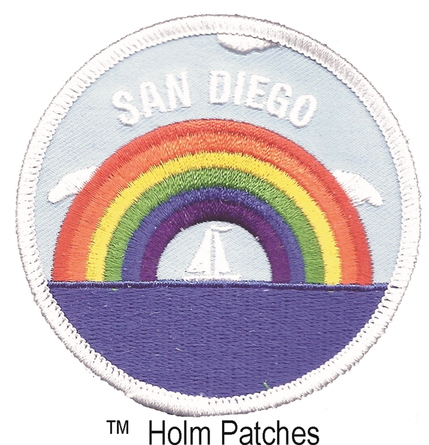 SAN DIEGO rainbow sailboat embroidered patch